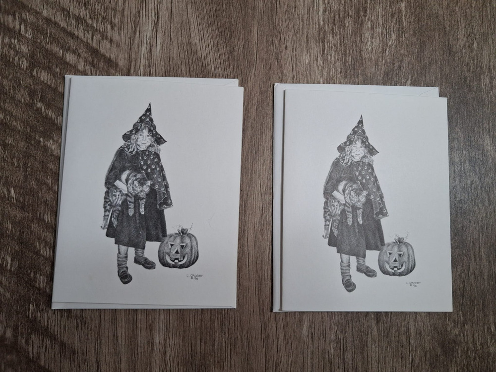 Vintage Halloween Cards Set of 2 w/ Envelopes Louise H Crosby Sunrise Children’s